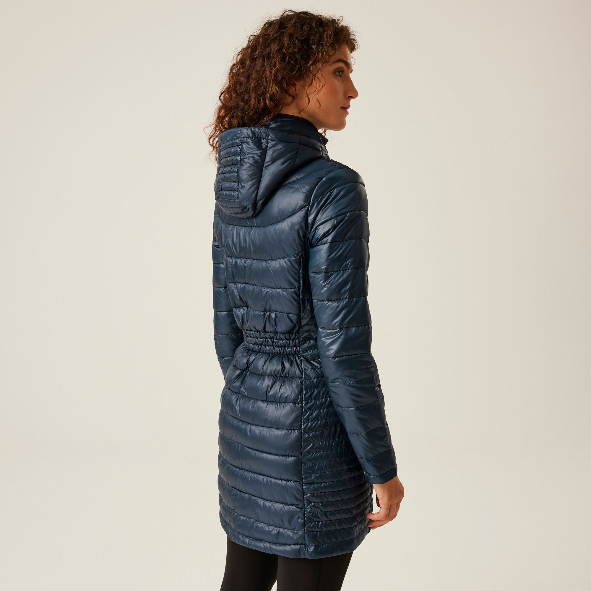 Damski płaszcz przejściowy ocieplany z kapturem Andel IV Granatowy