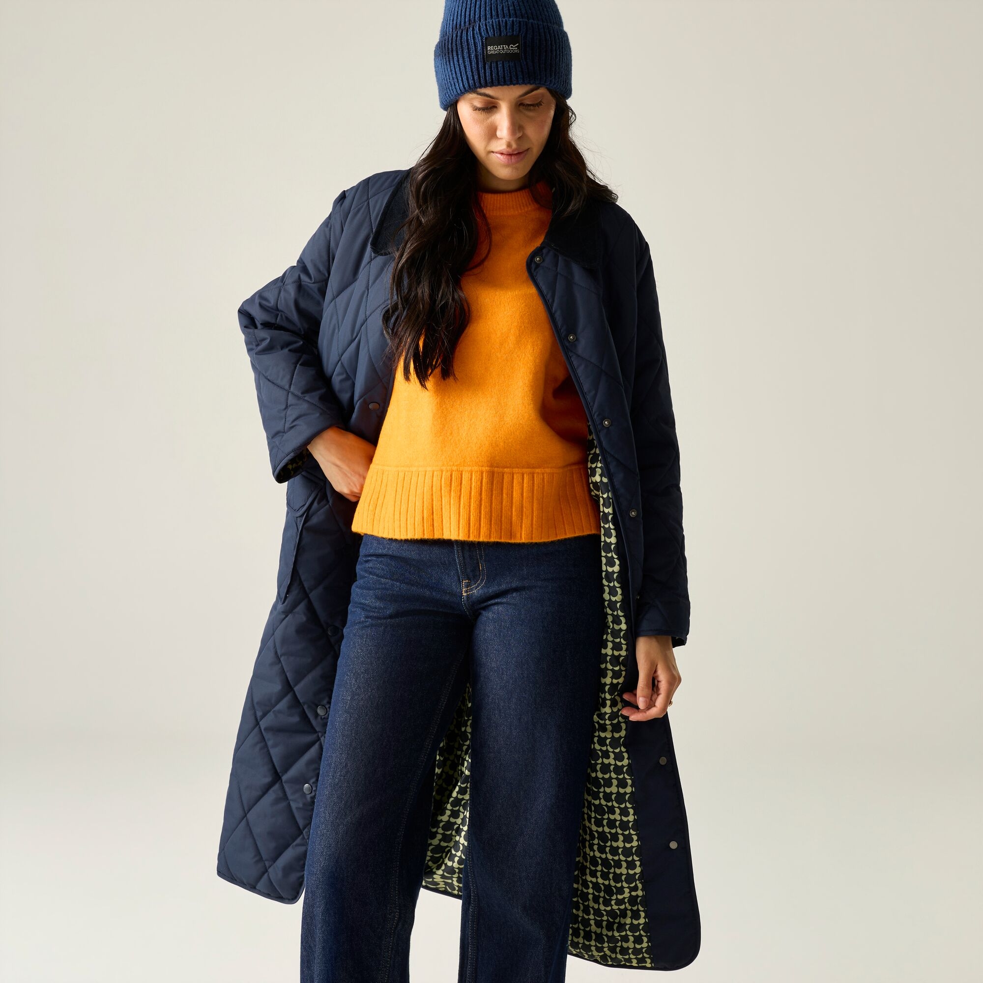 Regatta   Orla Kiely Płaszcz damski Mid Length Quilt Niebieski
