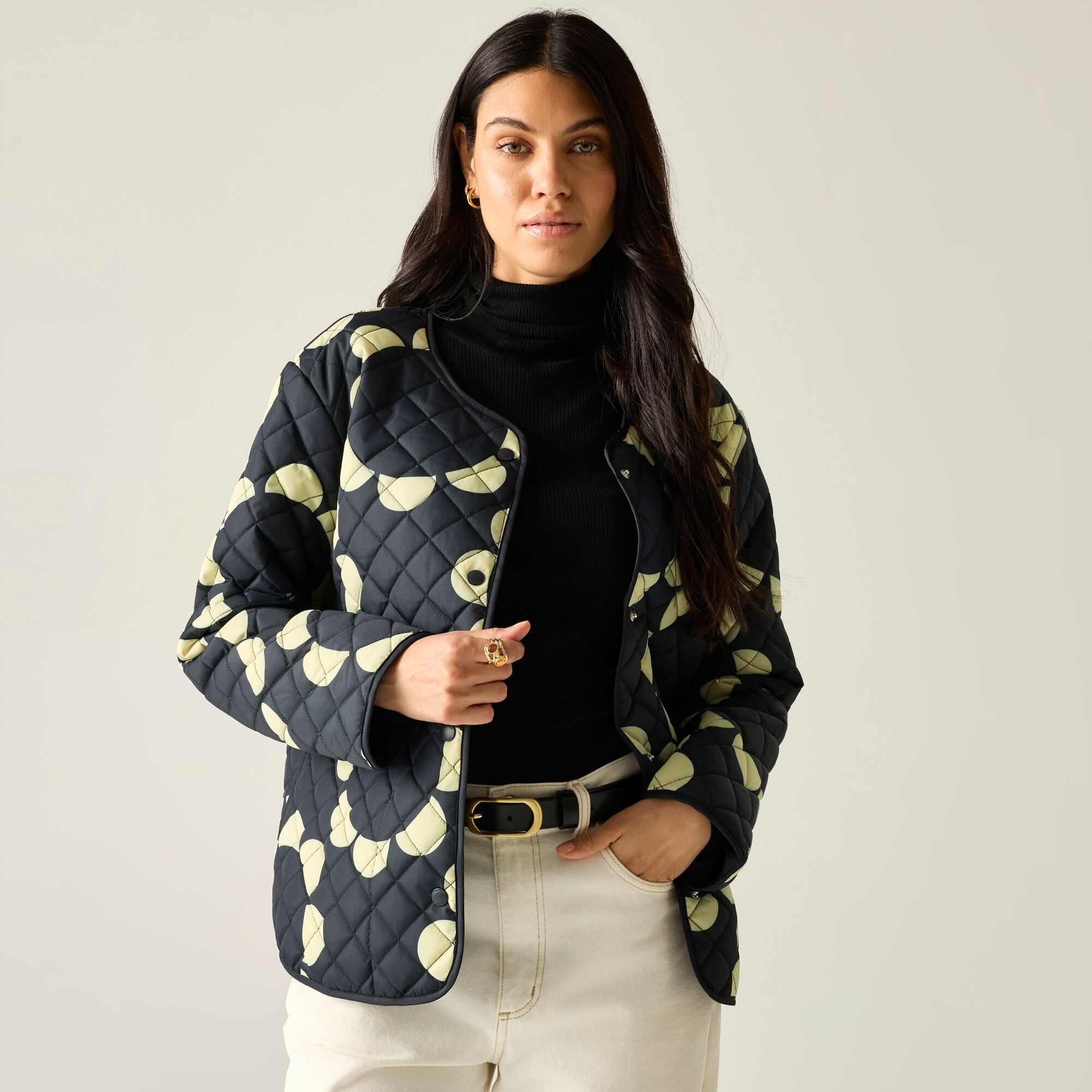 Regatta Orla Kiely Quilted Jacket - Black Size 14
