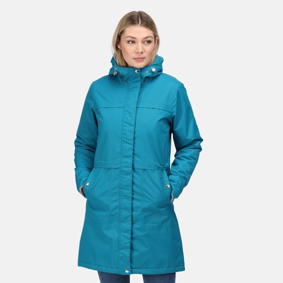 Remina Femme Parka chaude imperméable à capuche Vert