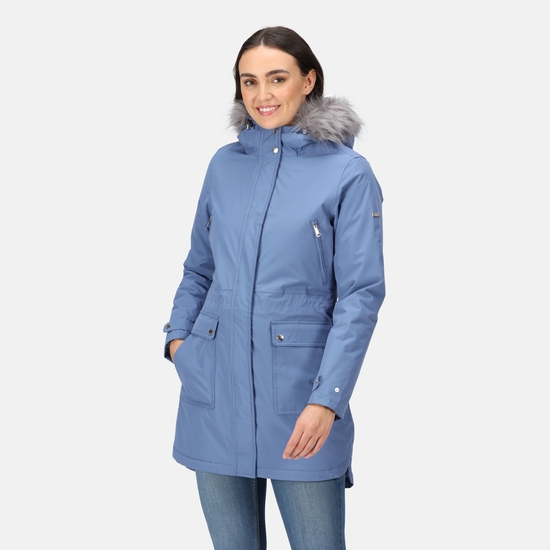 Women s Sabinka Fur Trim Parka Jacket Slate Blue Regatta UK