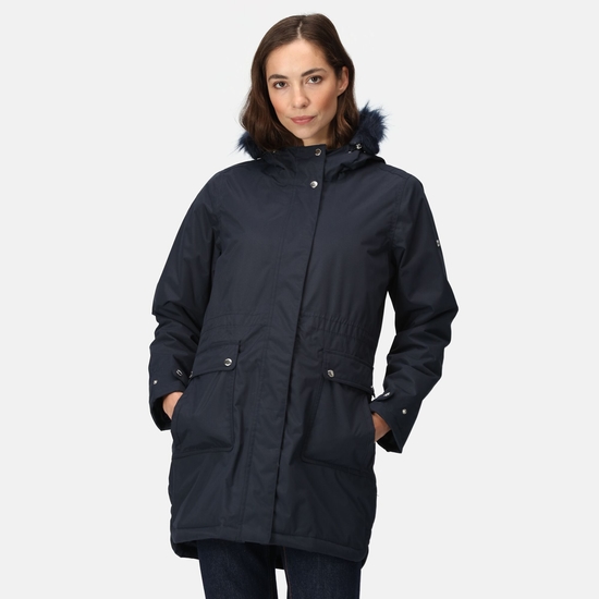 Sabinka Parka avec bordure en fausse fourrure pour femme Marine