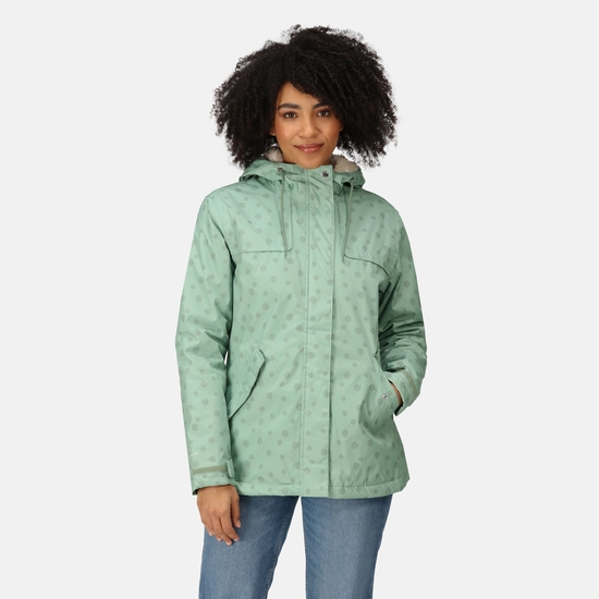 Women's Bria Fur Lined Waterproof Jacket Basil Floral Dot