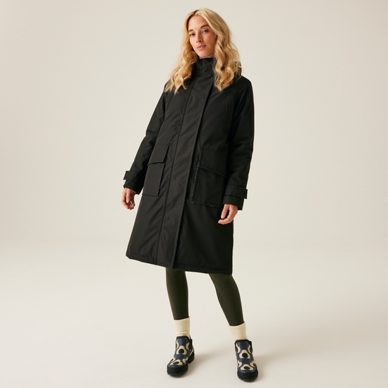 Orla Kiely Longline Waterproof Jacket Black