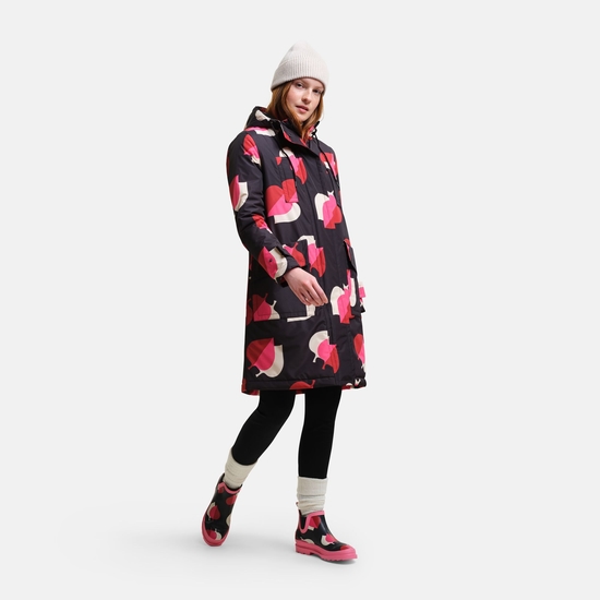 Orla Kiely Longline Waterproof Jacket Shadow Elm Pink