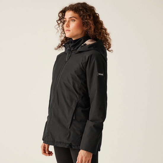 Women's Reeah Waterproof Insulated Jacket Black Warm Taupe