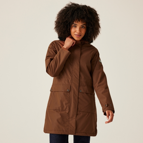 Women's Sabinka II Fur Trim Parka Jacket Dark Brown