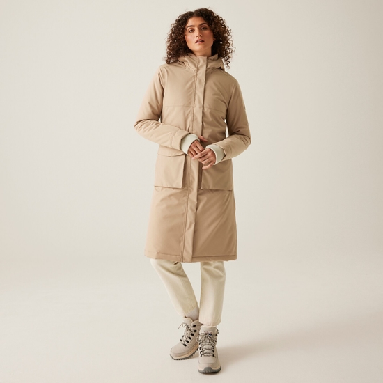 Veste longue imperméable Yarli pour femme Beige