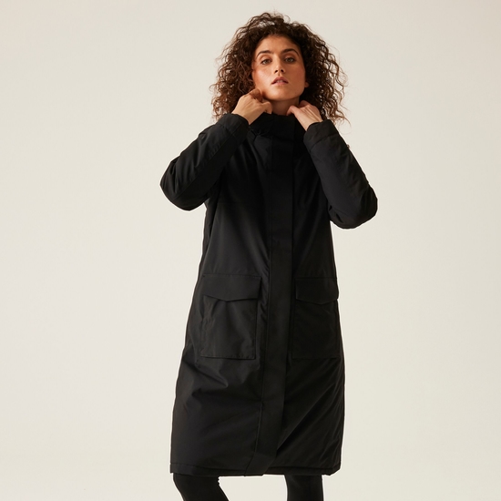 Veste longue imperméable Yarli pour femme Noir