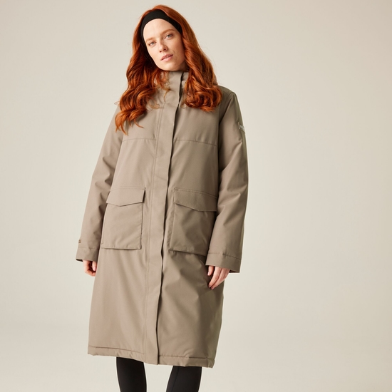 Women's Yarli Waterproof Longline Jacket Brown