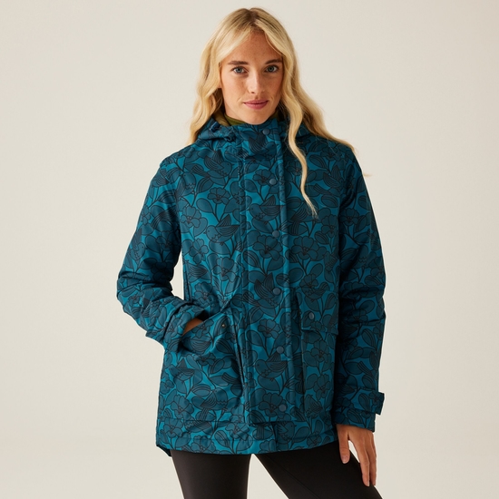 Orla Kiely mittellange wasserdichte Jacke für Damen Blau