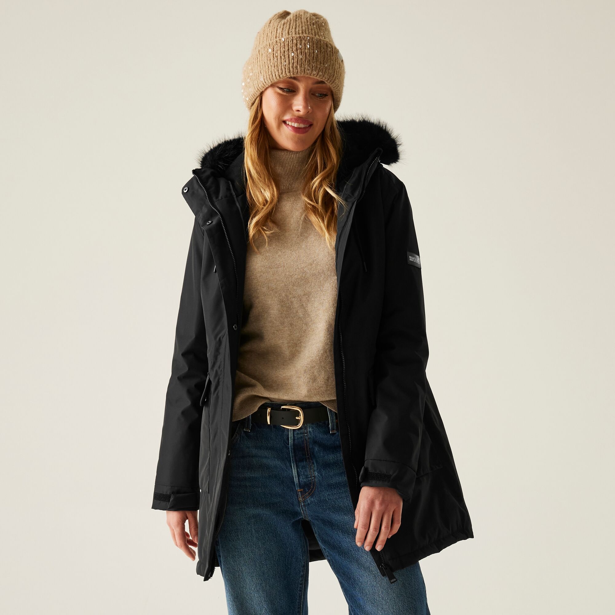 Regatta Płaszcz damski przejściowy ocieplany przeciwdeszczowy Sabinka Czarny