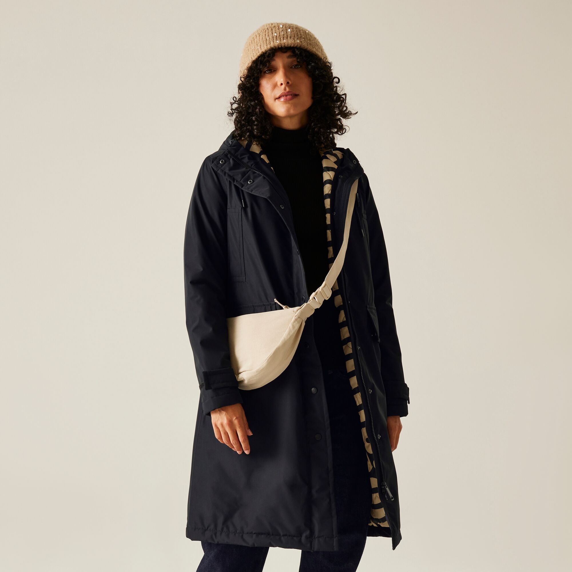 Regatta Orla Kiely Kurtka damska przeciwdeszczowa Long Czarny