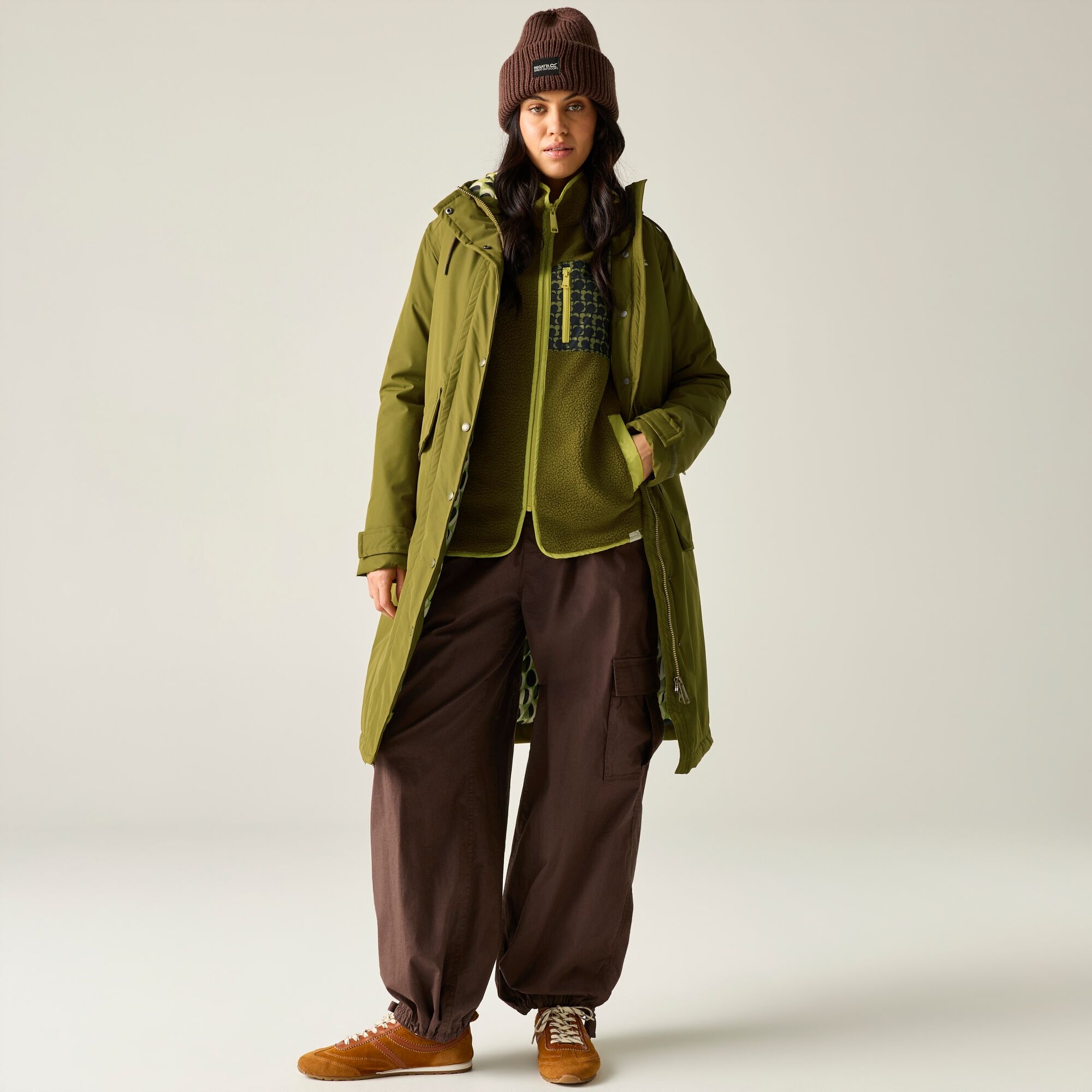 Regatta Women's Dark Olive Orla Long Length Waterproof Insulated Jacket In | Size: 10 - Image 5