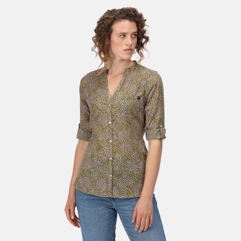 Women's Malaya Long Sleeve Shirt Green Fileds Abstract