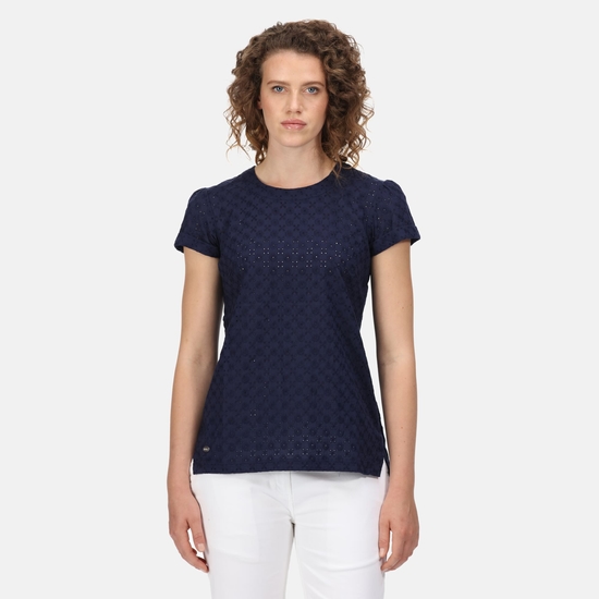 Jaelynn Femme T-shirt en coton Bleu