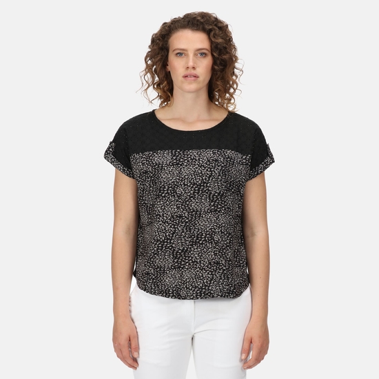 Women's Jaida Cotton T-Shirt Black Abstract