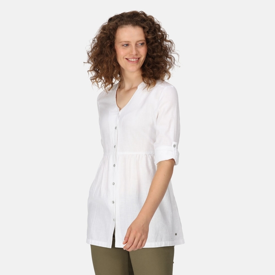 Women's Nemora Cotton Shirt White Texture 