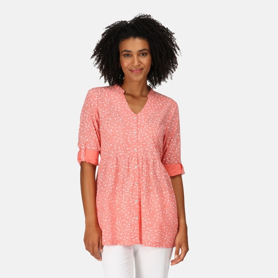 Women's Nemora Cotton Shirt Shell Pink Bird Print 