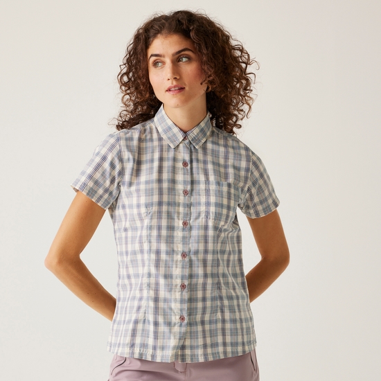 Women's Mindano VIII Short Sleeve Shirt Coronet Blue Check