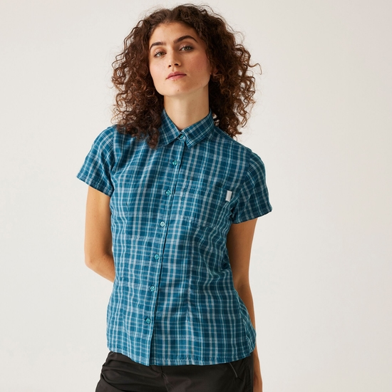 Women's Mindano VIII Short Sleeve Shirt Moroccan Blue Check