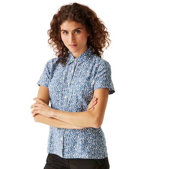 Women's Mindano VIII Short Sleeve Shirt Coronet Blue Ditsy