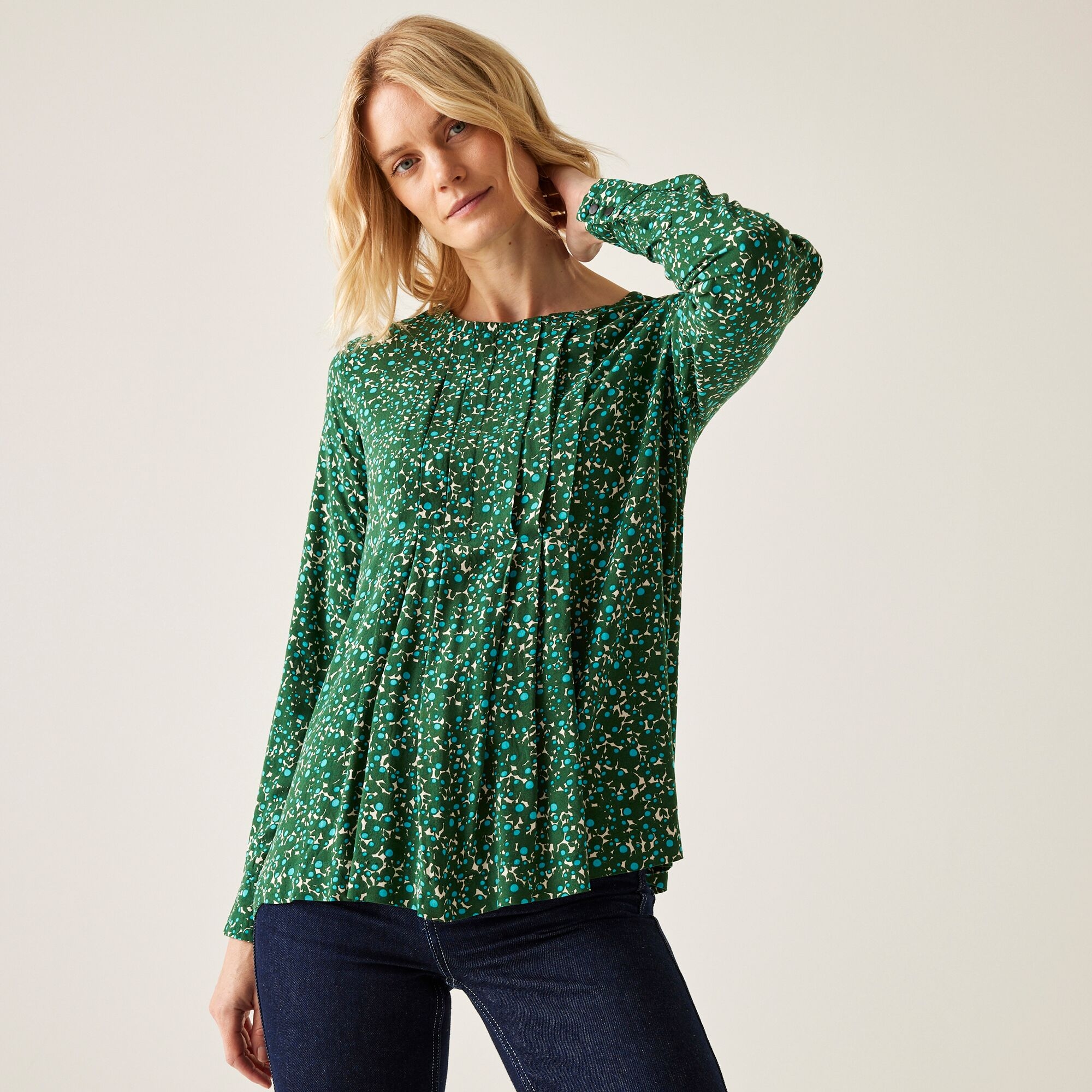 Regatta Orla Kiely Long Sleeve Top Size: 8 Women's Green
