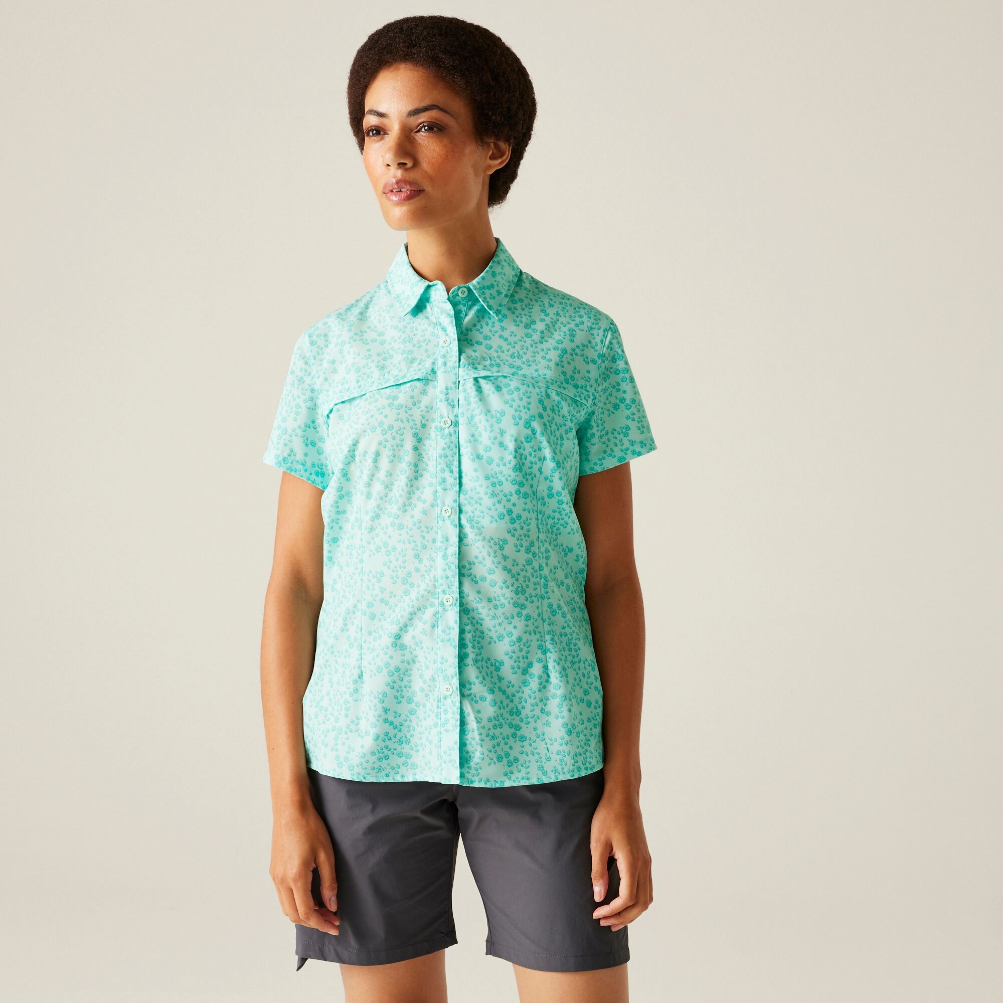 Regatta Koszula damska z krótkim rękawem Travel Packaway przeciw insektom Niebieski