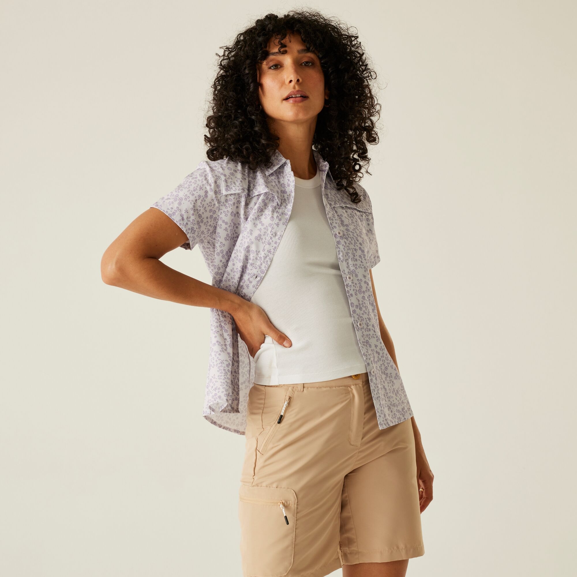 Regatta Regatta Koszula damska z krótkim rękawem Travel Packaway przeciw insektom Fioletowy