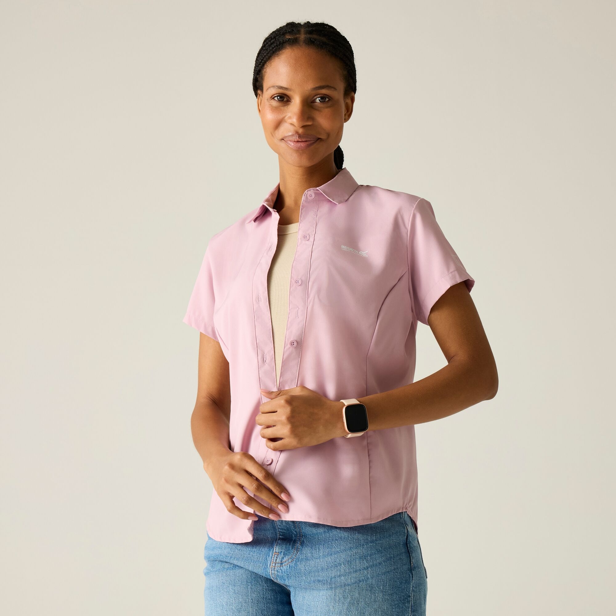 Regatta Women's Anti-Insect Travel Light Short Sleeve Shirt - Pink Size 14