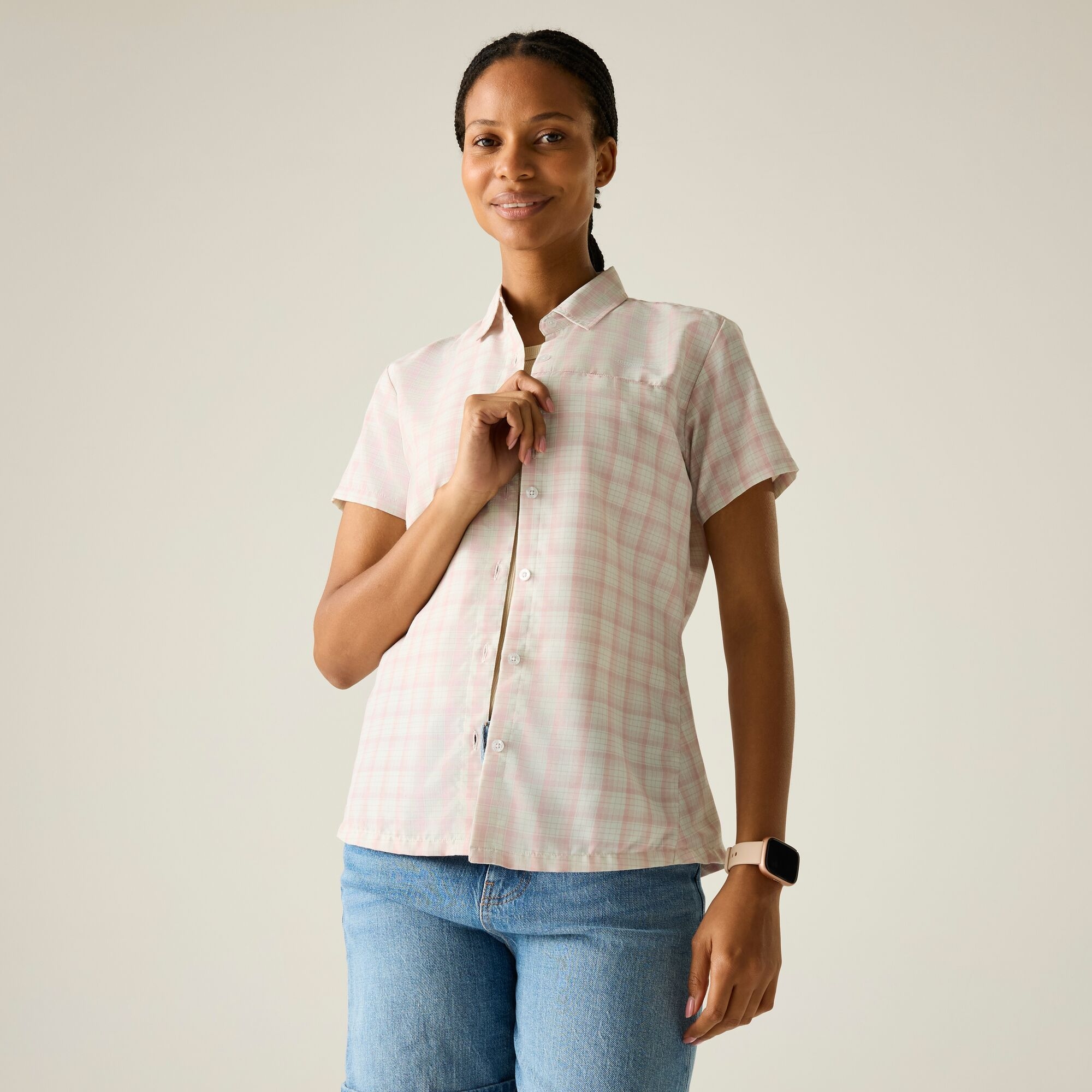 Mindano Viii Kurzarmhemd Für Damen, Cotton Größe 36 Rosa Regatta
