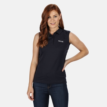 Women's Tima Ribbed Collar Pique Vest Navy