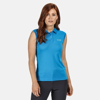 Women's Tima Ribbed Collar Pique Vest Blue Aster