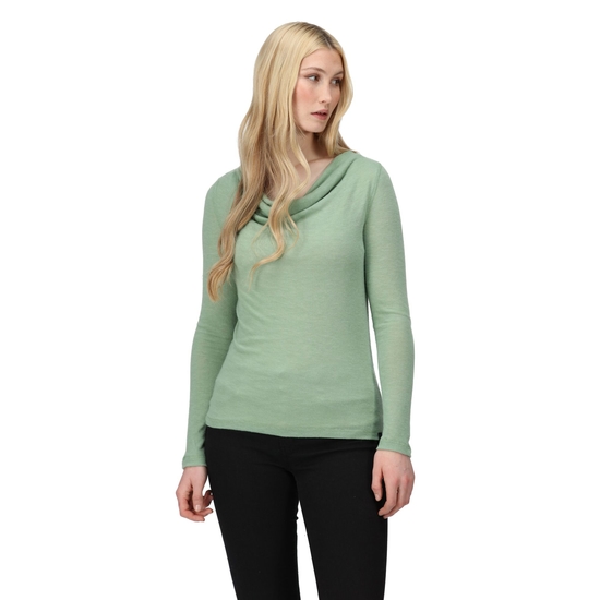 T-shirt épais en laine avec manches longues Femme FRAYDA Vert