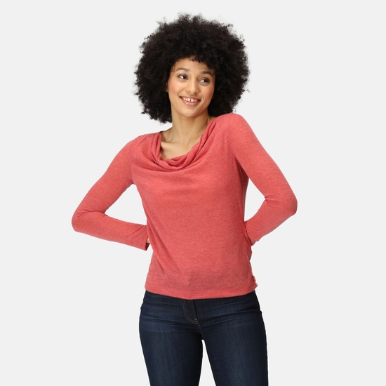 Women's Frayda Cowl Neck Top Mineral Red