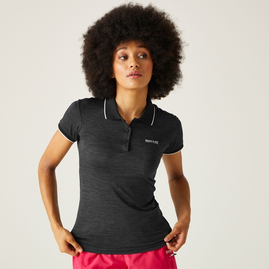 Remex II Damen-T-Shirt mit Polokragen Schwarz