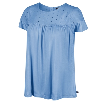 Abitha Kurzarmshirt mit Lochmusterstickerei für Damen Blau