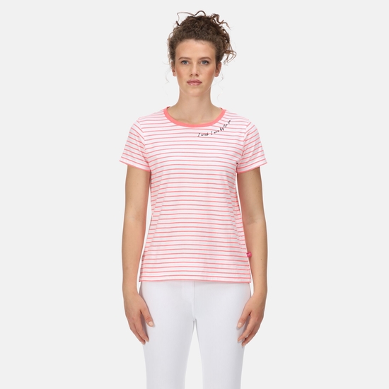 Women's Odalis Stripe T-Shirt Neon Pink Stripe