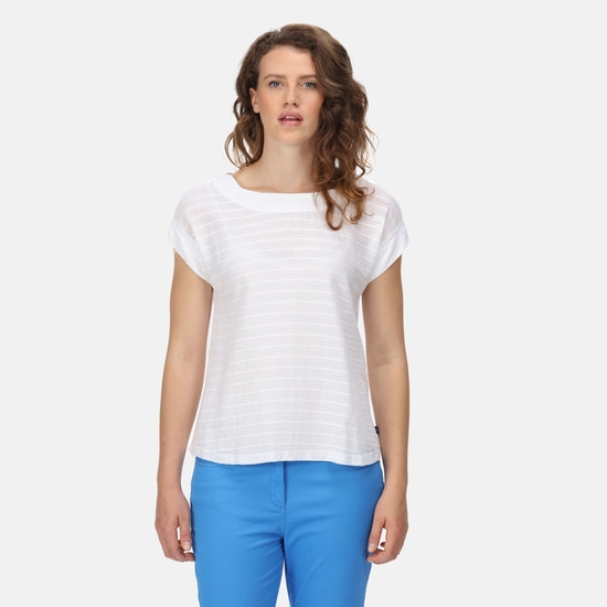 Adine gestreiftes T-Shirt für Damen Weiß