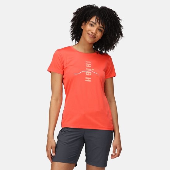Women's Fingal VI Print T-Shirt Neon Peach