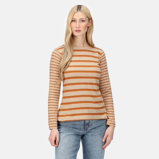 Women's Farida Striped T-Shirt Moccasn Copper
