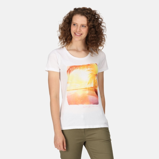 Women's Filandra VII Printed T-Shirt White Beach Photo 