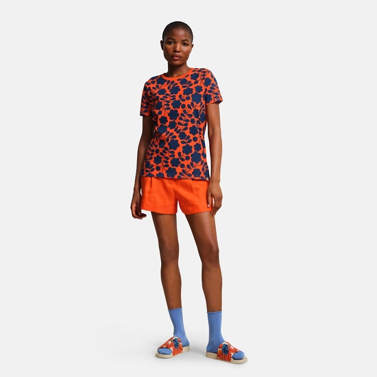 Orla Kiely Easy-to-Wear Cotton Short Sleeve Tee Orange