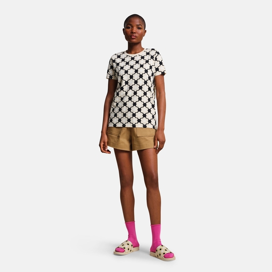 Orla Kiely leichtes, kurzärmeliges T-Shirt aus Baumwolle Schwarz