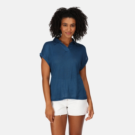 Women's Lupine Collard T-Shirt Blue Opal 