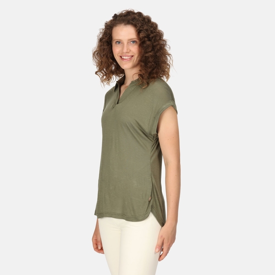 Women's Lupine Collard T-Shirt Four Leaf Clover 