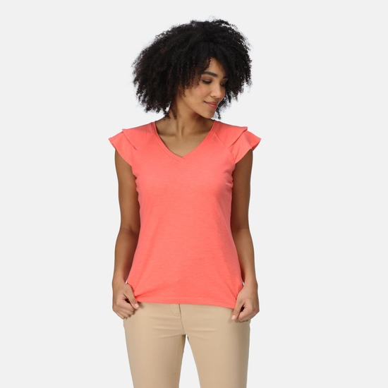 Ferra T-Shirt mit gekräuseltem Arm für Damen Pink