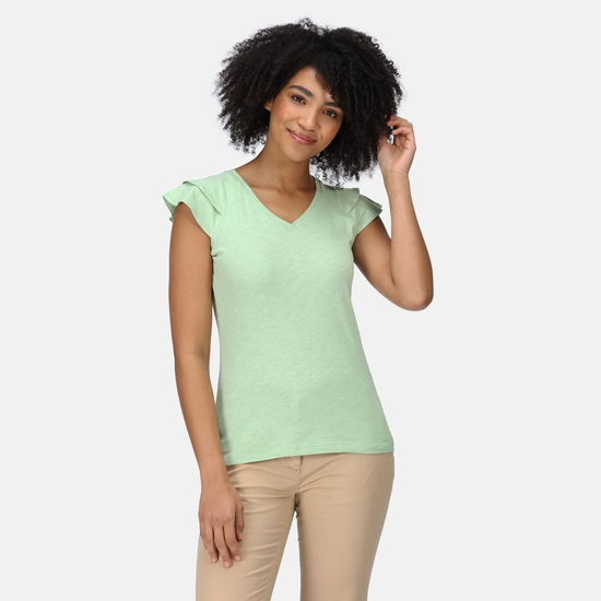 Ferra Femme T-shirt à manches volantes Vert