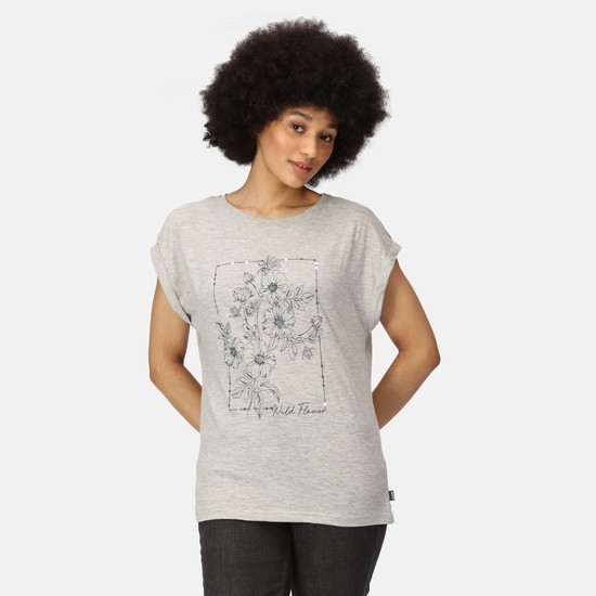 Women's Roselynn Graphic T-Shirt Storm Grey Marl Wild Flower
