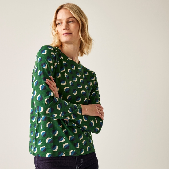 Orla Kiely Long Sleeve Winter Tee Shadow Elm Emerald